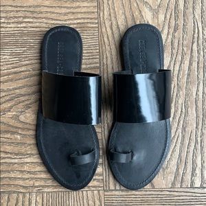 NEW Chelsea Crew Black Shiny Leather Sandals